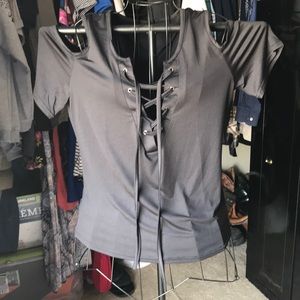 Black cold shoulder shirt